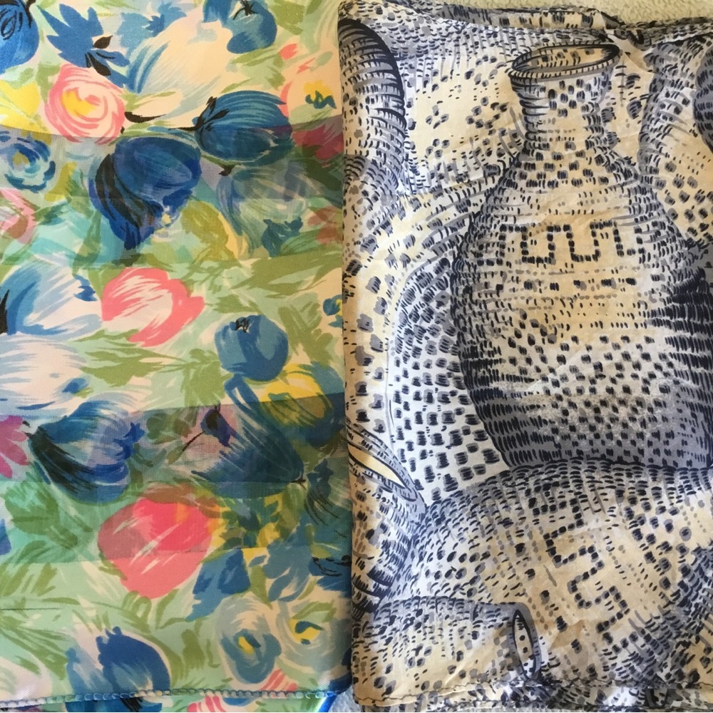 3 Neck SCARVES Bundled together. Shades of Blue.60” long. 42” long.